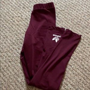 maroon adidas leggings 🤍